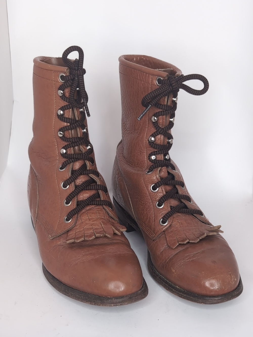 Vintage Leather Lace-Up Boots